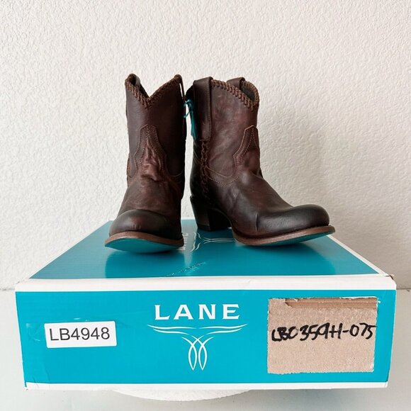 Lane PLAIN JANE PJ Brown Cowboy Boots Womens 7.5 Leather Cowgirl Western Short - Picture 11 of 12